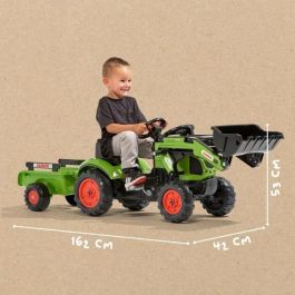 Falk Retroexcavadora CLAAS Arion 410 con Remolque Caja Abierta, Volante con Bocina y Barra Antivuelco, Niños +2 Años