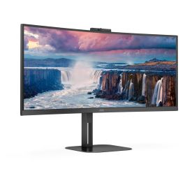 AOC CU34V5CW/BK Monitor Curvo 34" Ultrapanorámico WQHD 100Hz con Webcam Windows Hello, USB-C 65W, VA