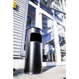 Durable 3332 Papelera Metálica Redonda con Cenicero Integrado 17L Negro - Papelera de Oficina y Hostelería