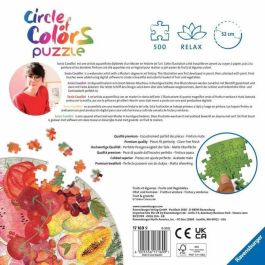 Ravensburger Rompecabezas Puzzle Redondo 500 Piezas - Frutas y Verduras, Diseño Círculo de Colores