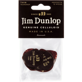 Dunlop Pack 12 Púas Genuine Celluloid Teardrop Shell - Thin