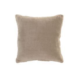 DKD Home Decor Cojín Decorativo Urban Beige de Poliéster 45x45 cm con Efecto Pelo de Conejo y Cremallera (Set de 2)