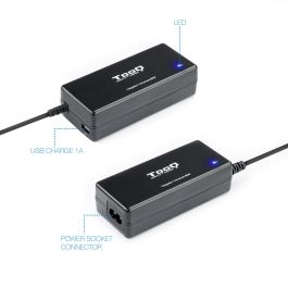 Cargador de Portátil TooQ TQLC-65BS02AT/ 65W/ Automático/ 8 Conectores/ Voltaje 18.5-20V/ 1 USB Cargador de Portátil TooQ TQLC-65BS02AT/ 65W/ Automático/ 8 Conectores/ Voltaje 18.5-20V/ 1 USB