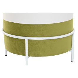 DKD Home Decor Reposapies Urban Blanco Verde de Metal y Poliéster 40x40x40 cm