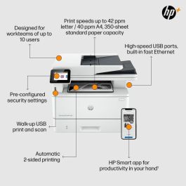 HP 4102fdn LaserJet Pro MFP Impresora Láser Multifunción Rápida con Fax, Dúplex y Red