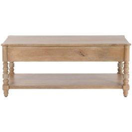 DKD Home Decor Mesa Centro Romantico Clasicjc Marron 110x60x45 cm Mango 2 Cajones 1 Estanteria