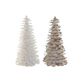DKD Home Decor Árbol de Navidad Moderno de 46 cm Alto, Decorativo de Pluma y Cartón Dorado Blanco (Pack 2 Unidades) Precio: 34.50000037. SKU: B1692D44PB