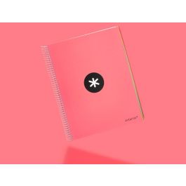 Cuaderno Espiral A4 Micro Antartik Tapa Forrada 120H 90 gr Liso 5 Bandas 4 Taladros Color Coral