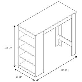 Home Deco Factory Mesa Alta Bar Industriel con Estantes 115x50 cm h.103 cm