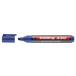 Rotulador Edding Marcador Permanente 330 Azul Punta Biselada 1-5 mm Recargable 10 unidades