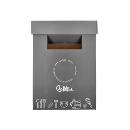 Liderpapel Contenedor Papelera Reciclaje Restos No Reciclables Cartón Reciclado 70 Litros 450x350x650 mm Gris