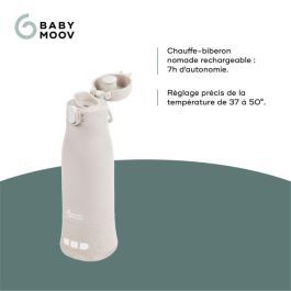 Babymoov BBM3661276184398 Calentador de biberones portátil Moov & Feed 340ml, beige mineral, control de temperatura, mantiene el calor