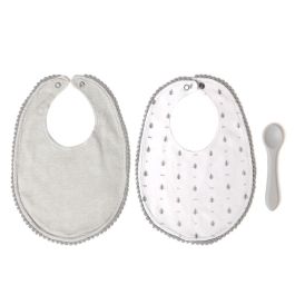 Set Gris De Dos Baberos Y Cuchara Gris Set Gris De Dos Baberos Y Cuchara Gris
