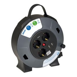 Enrollacables con 2 usb a, 3 tomas 2p+tt schuko, 16 a, 230 v~, h05vv-f 3 g 1,5 mm², 5 m, negro/gris Enrollacables con 2 usb a, 3 tomas 2p+tt schuko, 16 a, 230 v~, h05vv-f 3 g 1,5 mm², 5 m, negro/gris