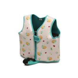 KioKids Chaleco Neopreno Flotación para Niños Caracoles Beige 2-3 Años, Corchos Extraíbles, Cierre Seguridad Reforzado, Peso Max 15kg