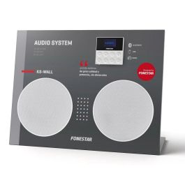 Fonestar KS-WALL Kit de Sonido Todo en Uno con Amplificador de Pared y 2 Altavoces de Techo 6'', Bluetooth/USB/FM para Comercios y Hogar