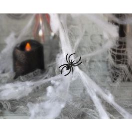 Telaraña Decorativa Blanca Extensible 15x10.5 cm con Araña 3 gramos Halloween