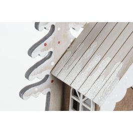 DKD Home Decor Decoracion Luminosa Navidad Tradicional Casa Madera Led Marron Claro Blanco 12 x 16 x 19 cm (2 Unidades)