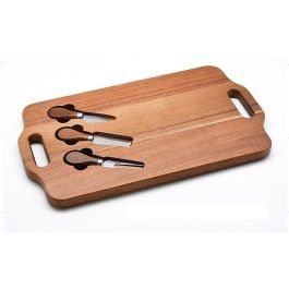 DKD Home Decor Tabla de Cortar de Madera de Acacia Natural con 3 Cuchillos 25 x 42 x 2.2 cm Precio: 20.50000029. SKU: S3016307