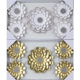 Espejo Glam DKD Home Decor Dorado Blanco 1.5 x 35 x 35 cm Set de 5 (2 Unidades)