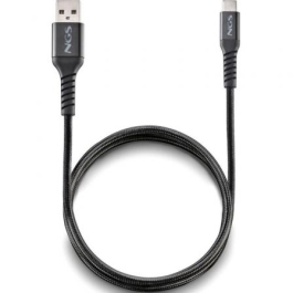 NGS KNOT-AC Cable USB 2.0 A a Tipo-C, Carga Rápida 12W, Datos 480Mbps, 1 metro, Trenzado Negro