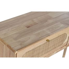 DKD Home Decor Consola Scandi Natural de Rubberwood y Ratán 100 x 30 x 78 cm con 2 cajones