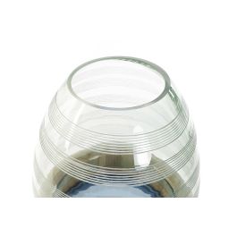 DKD Home Decor Jarrón Moderno Azul Marino Marron Cristal Madera 21 x 43 x 21 cm