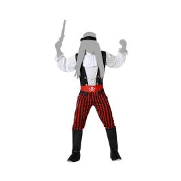 Disfraz Pirata para Hombre Adulto Rayas Rojas Talla XS-S con Camisa, Pantalón, Cinturón y Pañuelo