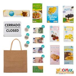 Woomax Supermercado de Madera con 25 Accesorios y Caja Registradora Eléctrica 48x30xh70 cm