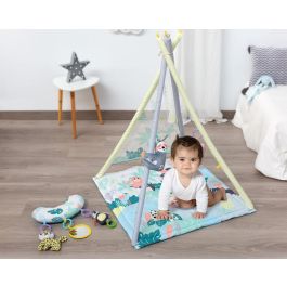 KioKids Teepee-Mantita de Actividades Perezoso 2 en 1, con 5 Juguetes (Peluches, Espejos, Mordedores) Multicolor para Bebés +0 Meses