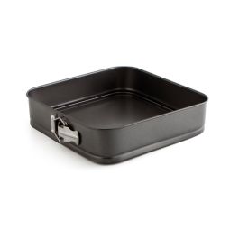 Quid Molde Cuadrado Desmontable Antiadherente Sweet Grey de Acero Pintado Negro 28 cm, Apto Horno y Lavavajillas