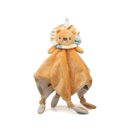 KioKids Doudou León Peluche de Apego para Bebé +0 Meses. Juguete Reconfortante que Aporta Seguridad para Dormir, en Poliéster Naranja.