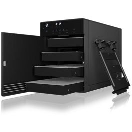 ICY BOX IB-3740-C31 Carcasa de disco duro/SSD externa 2.5/3.5" SATA, 4 bahías, USB 3.2 Gen 2 Tipo C 10 Gbit/s, 10TB máx, Negro