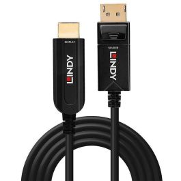 Lindy Cable Híbrido Fibra Óptica DisplayPort 1.2 a HDMI 18G 10m - Soporta 4K UHD 3840x2160@60Hz para Señales Extendidas