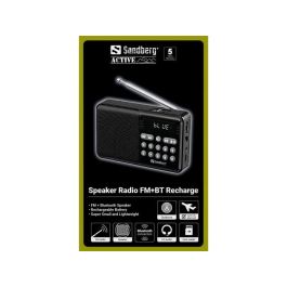 Sandberg Altavoz Radio FM+BT Recargable - Portátil, Display Claro y Escaneo Automático para Música y Noticias