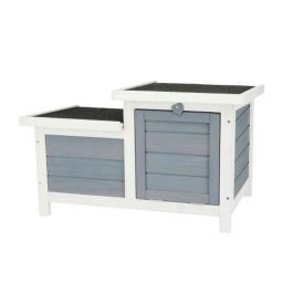 Trixie Hábitat Natura para Conejos - 70x43x45cm - Dos Entradas - Blanco y Gris