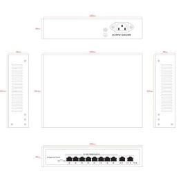 Ernitec Switch PoE Inteligente No Gestionado 10 Puertos Gigabit, 8 Puertos PoE Gigabit RJ45, 2 Puertos Gigabit RJ45 - Potencia PoE 110W