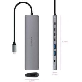 Nanocable Hub USB-C 8 En 1 con 1xUSB-C 3.1, 2xUSB-A 3.0, 3xUSB-C 3.0, 1xHDMI 4K 60Hz, 1xJack Audio, Gris Metálico