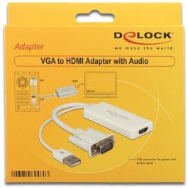 DeLOCK 62460 Adaptador VGA + Audio a HDMI con Cable - 0,25m, Soporta 1920x1080p, Conectores Macho/Hembra