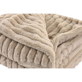 DKD Home Decor Manta Poliéster Beige 630 gsm | Estilo Urban para Sofá | 170 x 130 cm | Pack de 2 Unidades