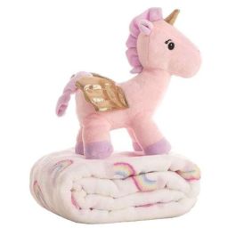 Creaciones Llopis Peluche Unicornio 26 cm con Manta Coralina 90x75 cm - Modelos Surtidos