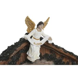 DKD Home Decor Nacimiento Navidad Tradicional Resina con Luz LED Multicolor Pilas LR44 Incluidas 23 x 28 x 8.5 cm