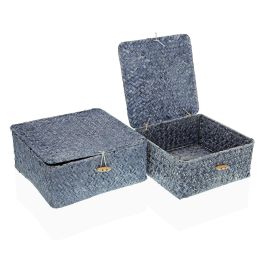 Set 2 Cestas C/Tapa Azul Versa 23X10CM Precio: 8.49999953. SKU: S3408189