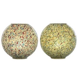 DKD Home Decor Lámpara de Sobremesa Indio Craquelado Cristal Verde Menta Azul Celeste E14 25W (2 Unidades) 20x33x32 cm