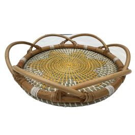 DKD Home Decor Bandeja Decoración Balines Natural Beige Ratán y Seagrass 40 x 8 x 40 cm Precio: 24.95000035. SKU: B14YEX29XD