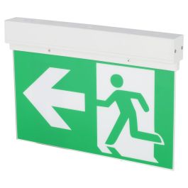 Luz Emergencia LED Superficie 3W Permanente con Cartel Doble Cara, Pictograma Salida Lateral, 3h Autonomía y Autotest