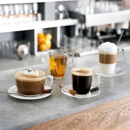 Arcoroc Set de 6 Tazas de Vidrio Templado Voluto Amarillo 9 cL Fabricado en Francia - Apto Lavavajillas y Microondas