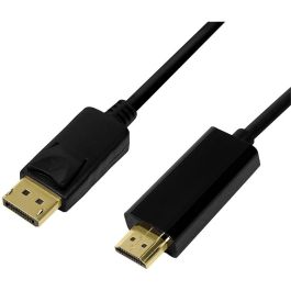 LogiLink CV0128 Cable DisplayPort 1.2 a HDMI 1.4, 3m, Macho/Macho, Negro, Chapado en Oro