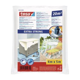 Tesa Película protectora extrafuerte 20m², plástico de cubrición 4x5m, ideal para pintores y protección de superficies