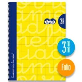 Lamela Cuaderno Espiral 80H Folio 90 gr Cuadrovía 3 mm C-Margen Cubierta Extradura Amarillo -Paquete 5U- Precio: 24.50000014. SKU: S8411411